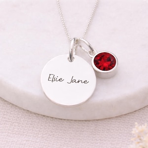 Personalised Sterling Silver July Birthstone Ruby Pendant Necklace