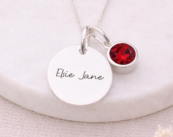 Personalised Sterling Silver July Birthstone Ruby Pendant Necklace