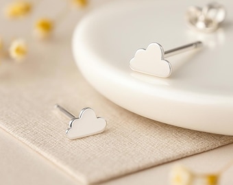 Tiny Sterling Silver Mismatched Lightning And Cloud Stud Earrings