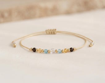 Personalised Sagittarius Zodiac Gemstone Bead Bracelet With Gold Plating