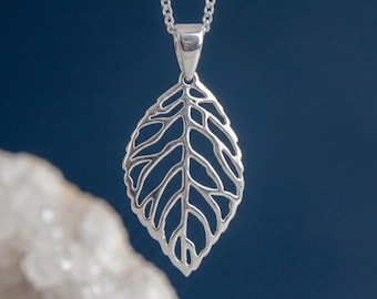 Personalised Cut-Out Oak Leaf Pendant Necklace in Sterling Silver