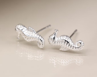 Sterling Silver Seahorse Stud Earrings – 13mm x 5mm