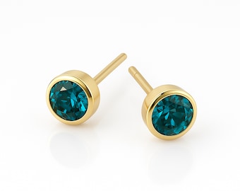 Gold Plated Sterling Silver December Birthstone Stud Earrings – 7mm