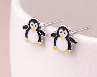 Sterling Silver Penguin Stud Earrings – 10mm
