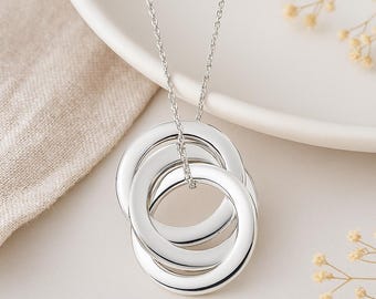 Personalised Heavy Sterling Silver Triple Interlinked Circles Necklace