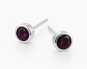 Sterling Silver February Birthstone Stud Earrings – 7mm