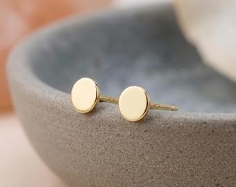 Tiny Disc Stud Earrings in Gold Plated Sterling Silver