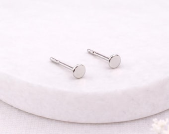 Micro Sterling Silver Disc Stud Earrings – 3mm