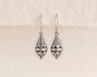 Filigree Balinese Drop Earrings in Sterling Silver