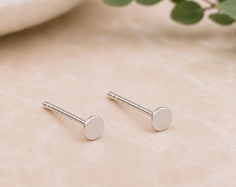Tiny Sterling Silver 3mm Disc Stud Earrings