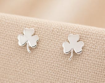 7mm Sterling Silver Shamrock Stud Earrings