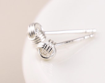 Sterling Silver Micro Love Knot Stud Earrings – 3mm