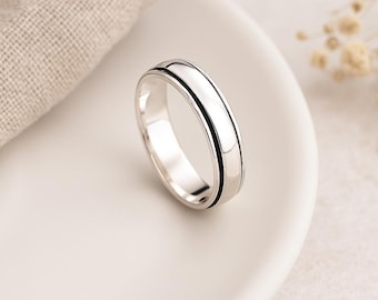 Personalised Slim Silver Spinner Ring - Men / Women / Unisex