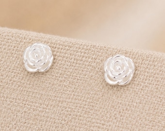 6mm Sterling Silver Rose Flower Stud Earrings