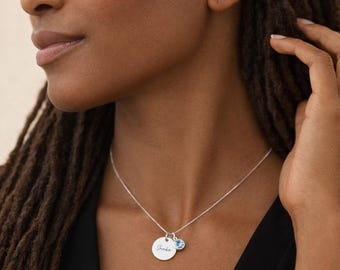 Personalised Sterling Silver Aquamarine Pendant Necklace: March Birthstone