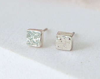 Mini Sterling Silver Square Stud Earrings