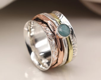 Personalised Sterling Silver Amazonite Spinner Ring