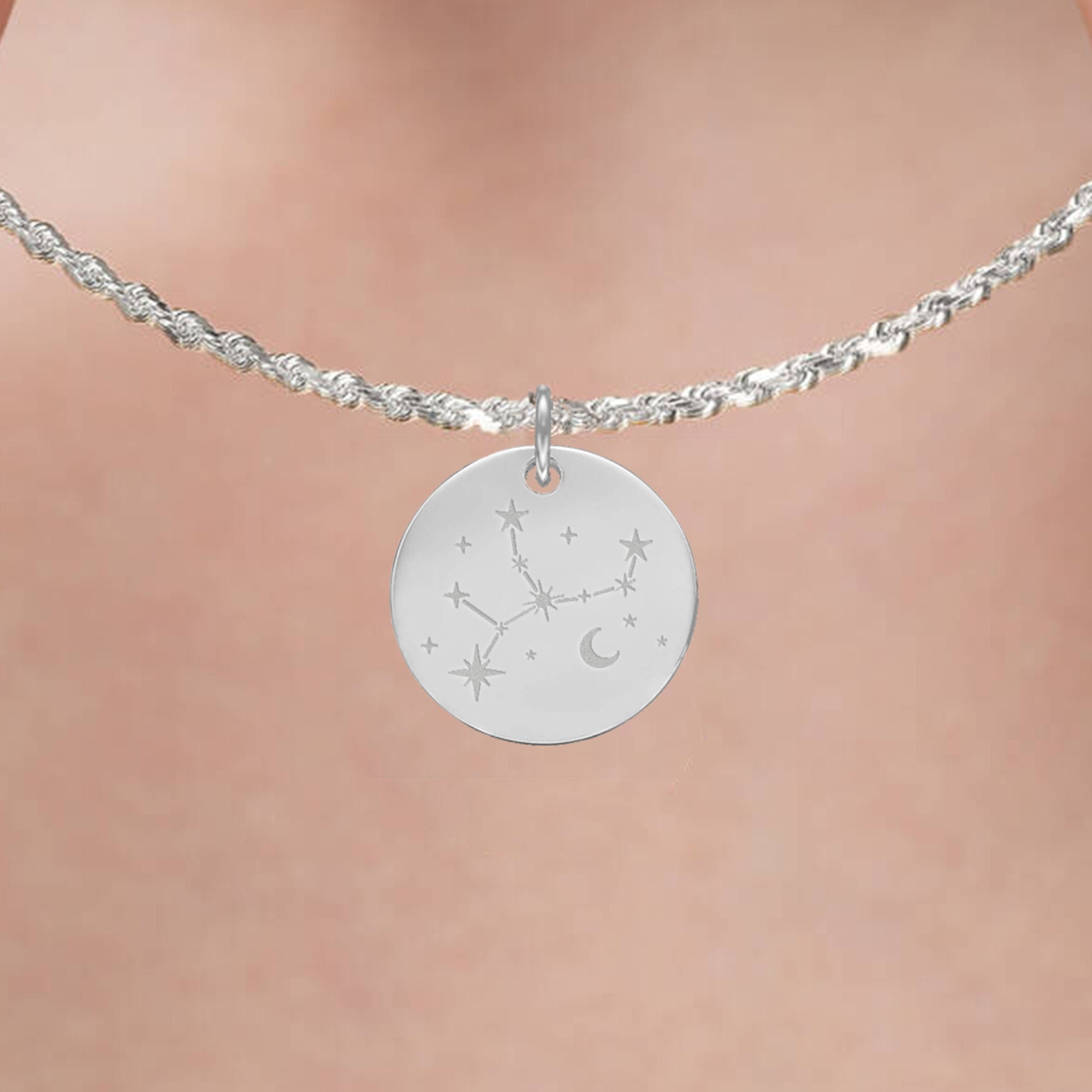 Personalised Virgo Constellation Necklace in Sterling Silver