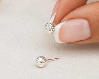 Sterling Silver Hammered Ball Stud Earrings – 6mm