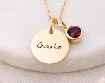 Personalised Gold Plated Sterling Silver January Birthstone Garnet Pendant Necklace