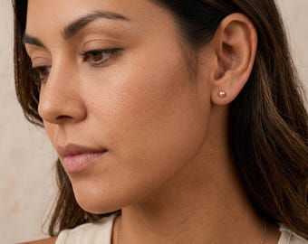 Personalised Tiny Champagne Freshwater Pearl Stud Earrings In Sterling Silver