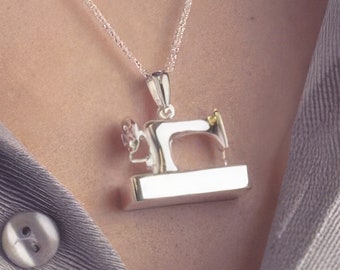 Sterling Silver Sewing Machine Necklace with Optional Personalisation