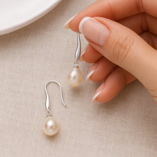 Orecchini Pendente Glanzstücke München Con Perla Di Acqua Dolce – Argento 925 Placcato Oro, Lunghezza 29,7 Mm