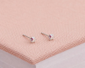 3mm Sterling Silver Aurora Crystal Stud Earrings