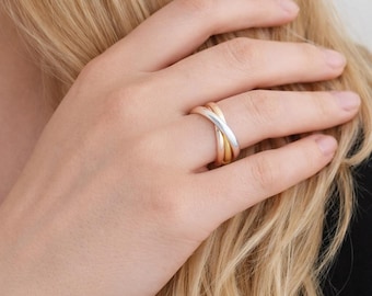 Solid Gold 3mm Russian Interlinked Trinity Wedding Ring