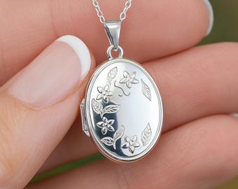 Personalised Sterling Silver Flower Locket