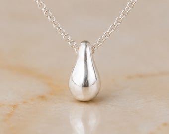 Solid Personalised Teardrop Necklace In Sterling Silver
