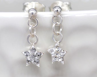 CZ Star Stud Earrings in Sterling Silver