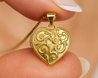 Personalised Solid 9ct Yellow Gold Vintage Heart Locket