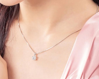 Natural Moissanite Pendant • Sterling Silver April Birthstone Necklace • Minimalist Sparkle Jewellery Gift