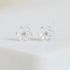 Sterling Silver Buttercup Flower Stud Earrings