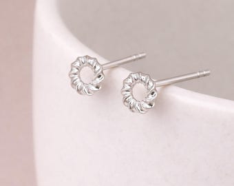 Sterling Silver Twisted Open Circle Stud Earrings – 9mm