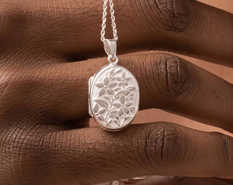 Médaillon floral vintage personnalisé en argent sterling