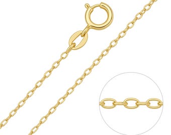 Solid 9ct Gold Light Belcher Chain Necklace – 16in To 22in