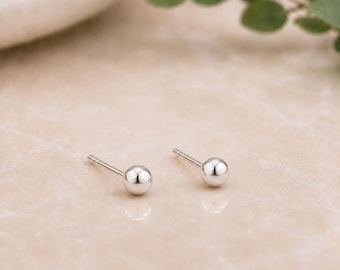 Tiny Sterling Silver 3mm Ball Stud Earrings