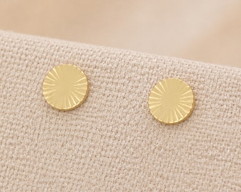 5mm Gold Plated Sterling Silver Textured Disc Stud Earrings