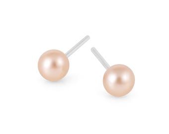 Sterling Silver Pink Freshwater Pearl Stud Earrings – 5mm