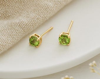 Peridot Stud Earrings • 9ct Gold • August Birthstone Gift • Natural Peridot Jewellery • Dainty Gold Studs • Gift for Her •
