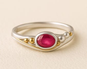 Molten Sterling Silver Ruby Ring