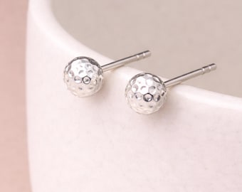 Sterling Silver Hammered Ball Stud Earrings – 6mm
