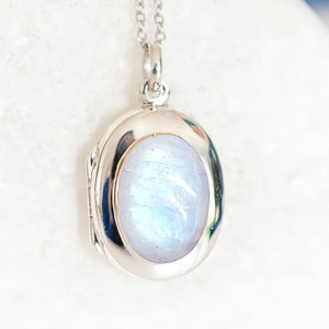 Personalised Sterling Silver Rainbow Moonstone Locket