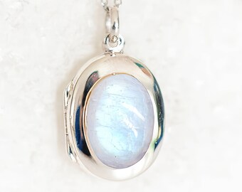 Personalised Sterling Silver Rainbow Moonstone Locket