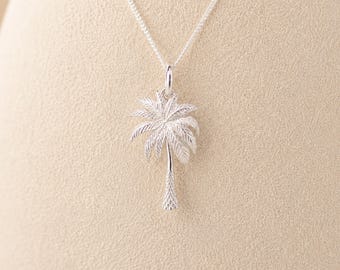 Personalised Sterling Silver Palm Tree Pendant Necklace