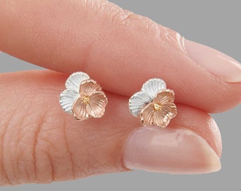 Sterling Silver February Birth Flower Stud Earrings