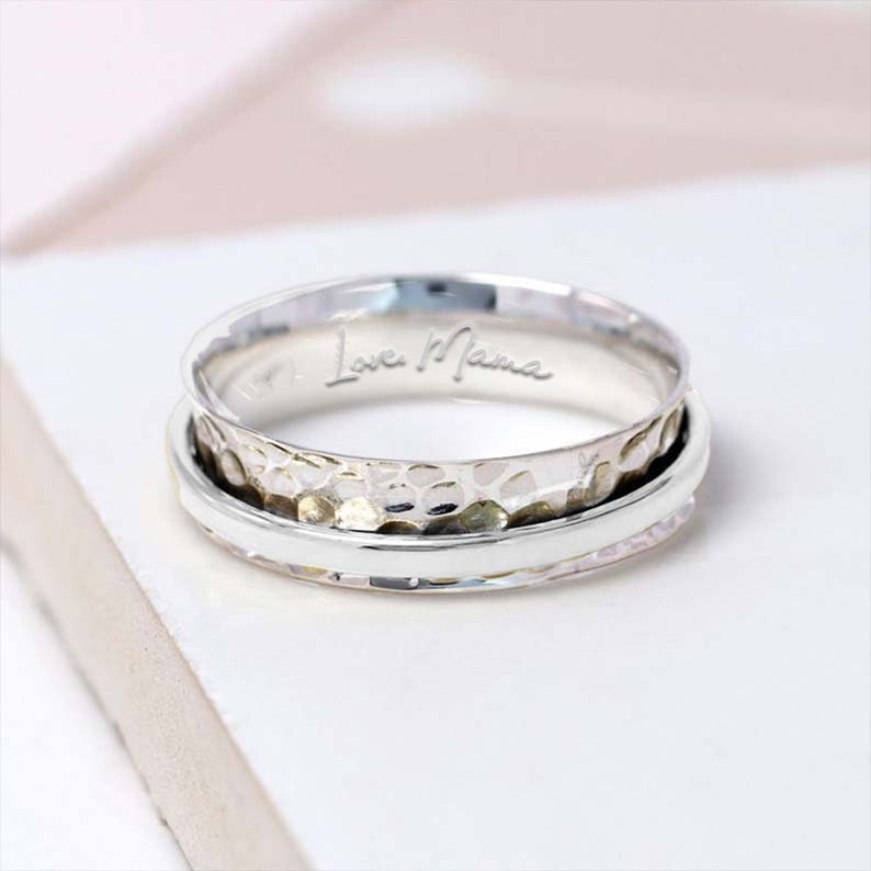 Personalised Dainty Sterling Silver Spinner Ring 