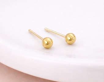 Solid 9ct Gold Diamond Cut Micro Ball Stud Earrings – 4mm